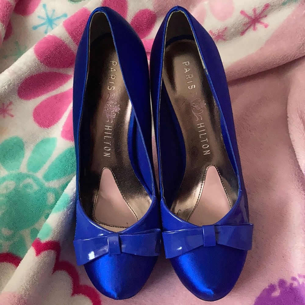 🫐Paris Hilton Blue Satin Heels🫐
